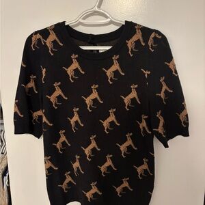 Maeve Harmon Jacquard Sweater with Tan Dog Design